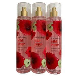 Bodycology WILD POPPY Fragrance Mist Spray Poppies Flower Dewy Pear Peach Lot